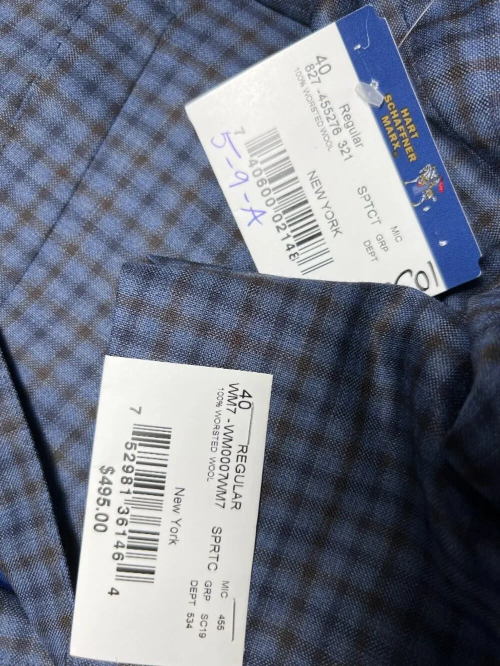 NWT WALTER MORTON 40-42R Blue/Brown Grid Pattern 2 Btn‎ 100% Worsted Wool Blazer